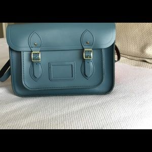 Versatile blue Cambridge satchel company leather shoulder bag / crossbody